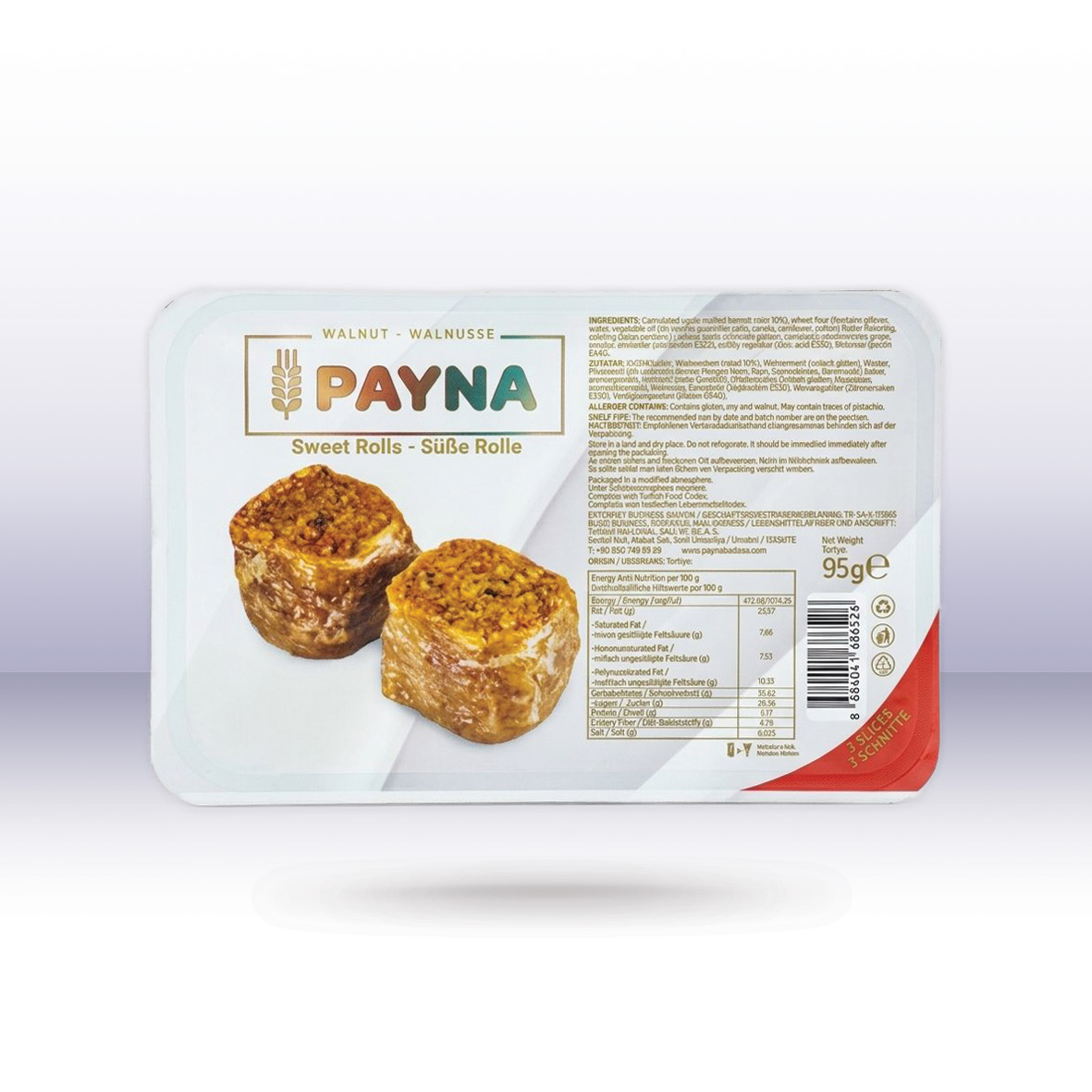 Payna Baklava Süße Rolle Walnuss 3er, 95 g