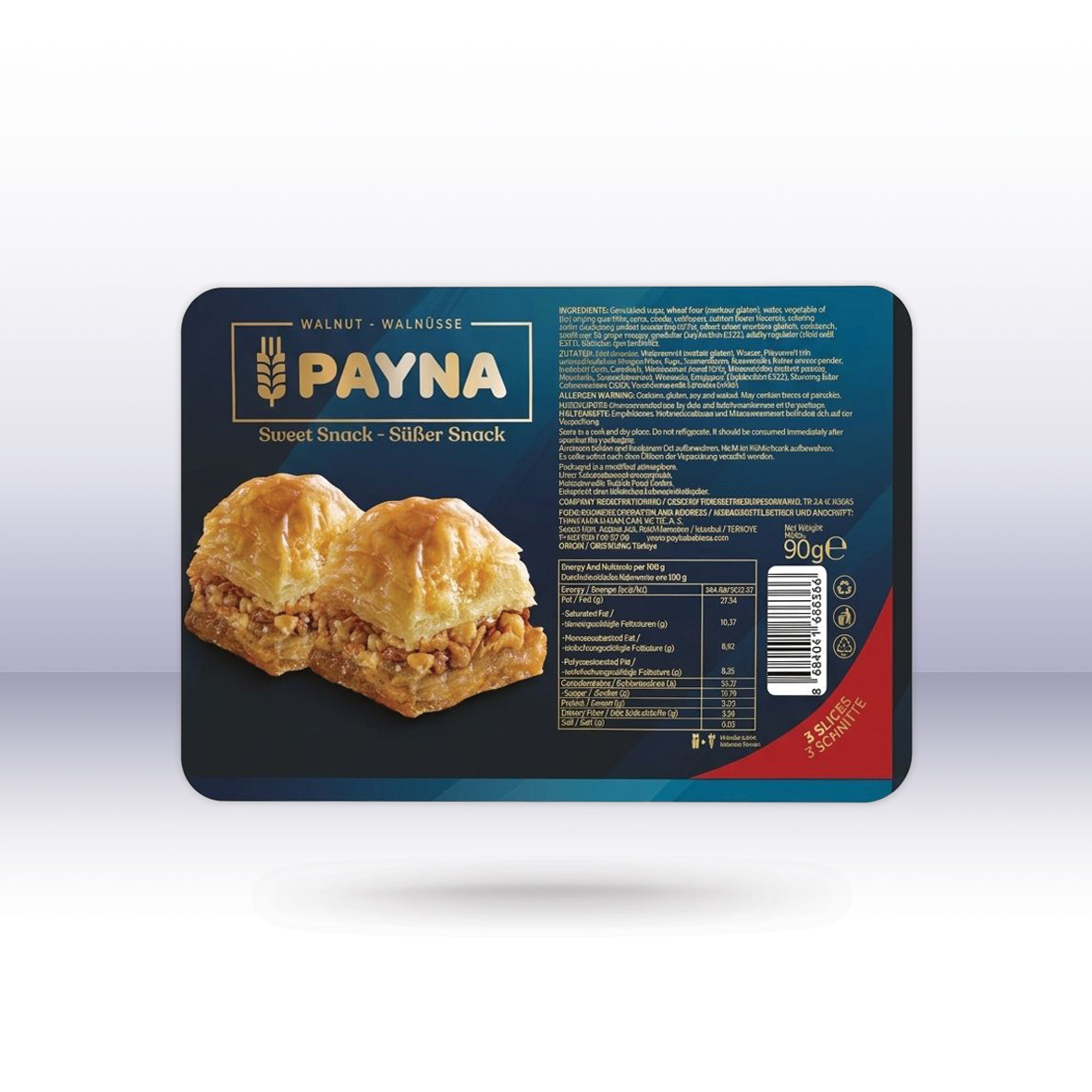 Payna Baklava Süßer Snack Walnuss 3er, 90 g