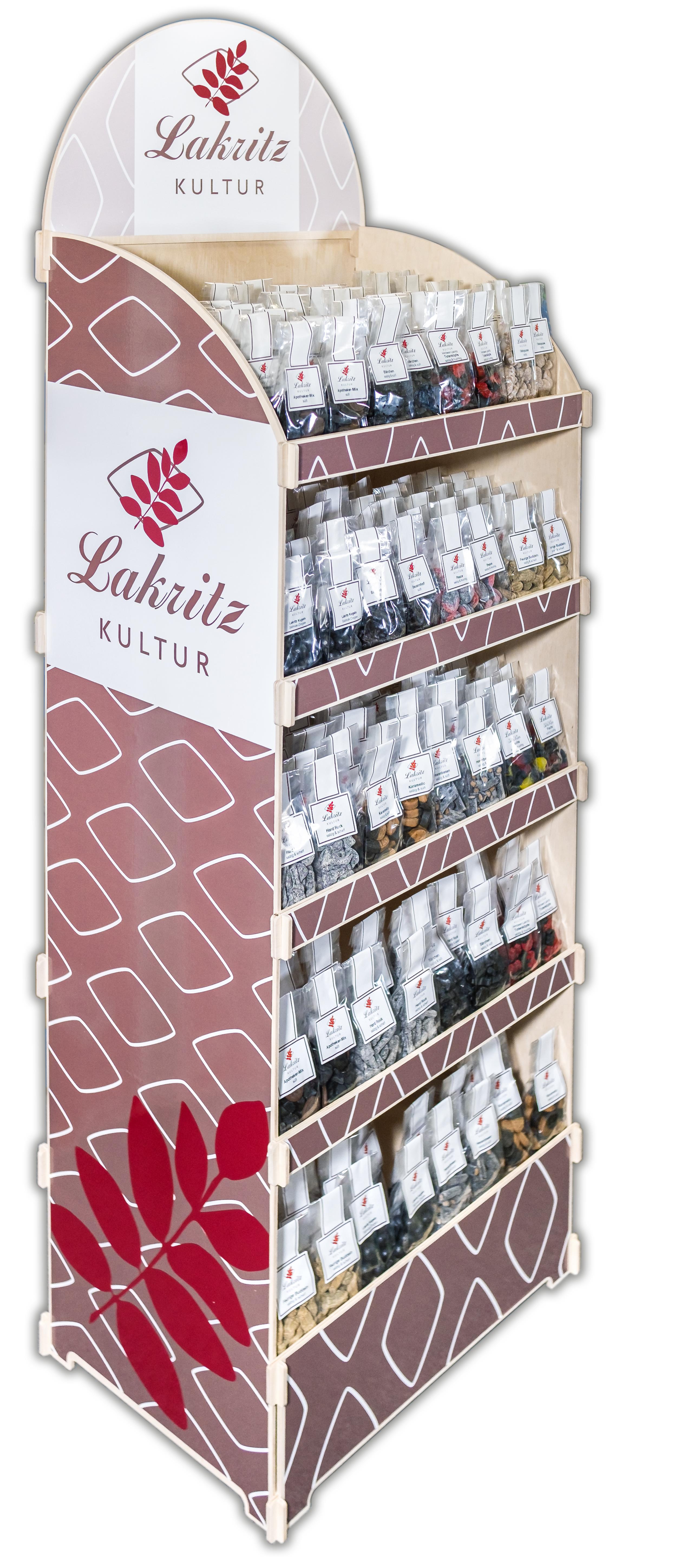 Non-Food Holzdisplay Lakritz-Kultur 320 Beutel nur als Dauerplatzierung
